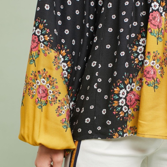 FARM RIO Intarsia Floral Peasant Style Blouse - Picture 4 of 13